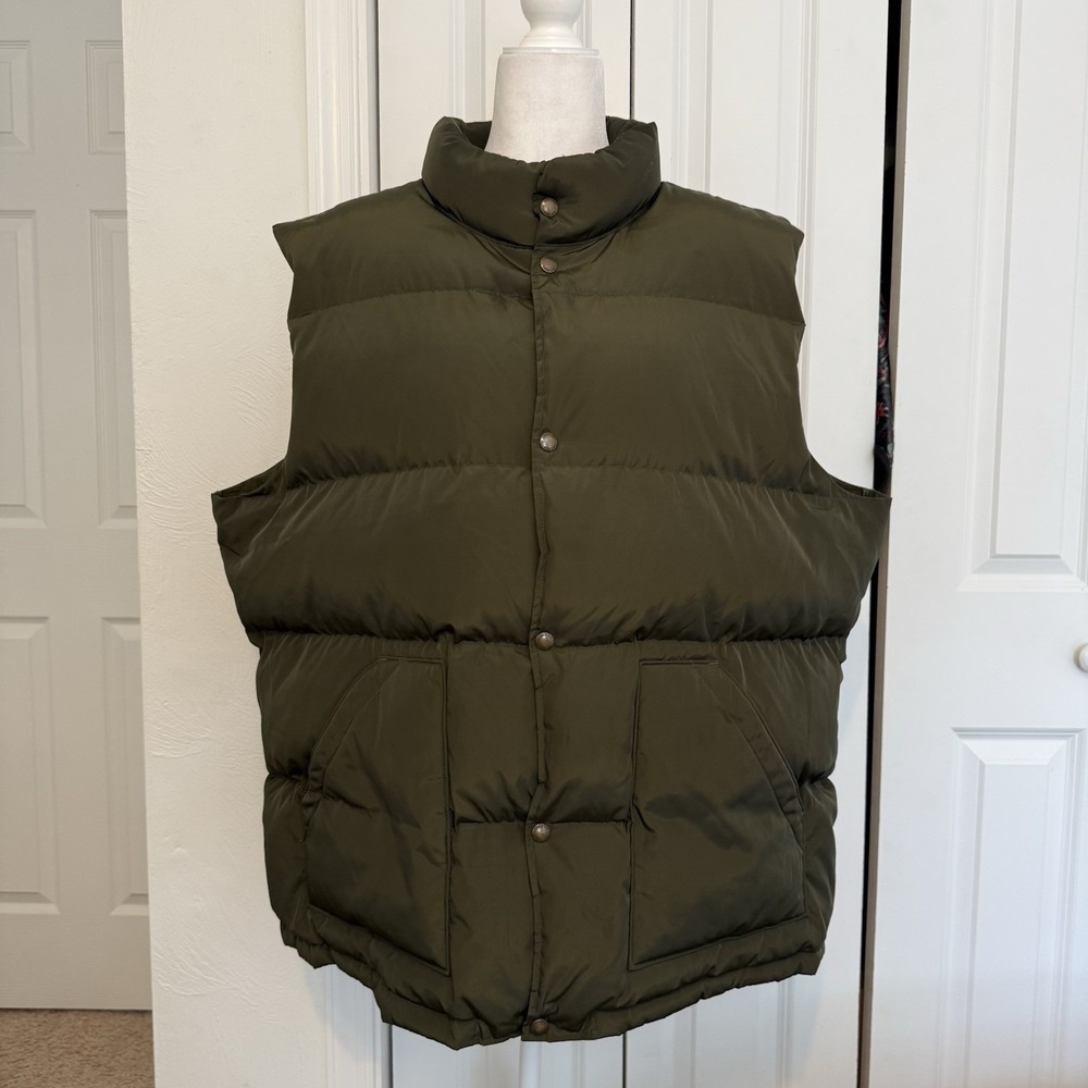 Lands End Vest Mens 2XL Down Puffer Quilted Sleeveless Jacket Outerwear EUC